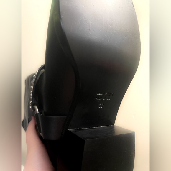 Red Valentino Vero Cuoio Black Leather Under-Knee Biker Boots - Picture 8 of 10